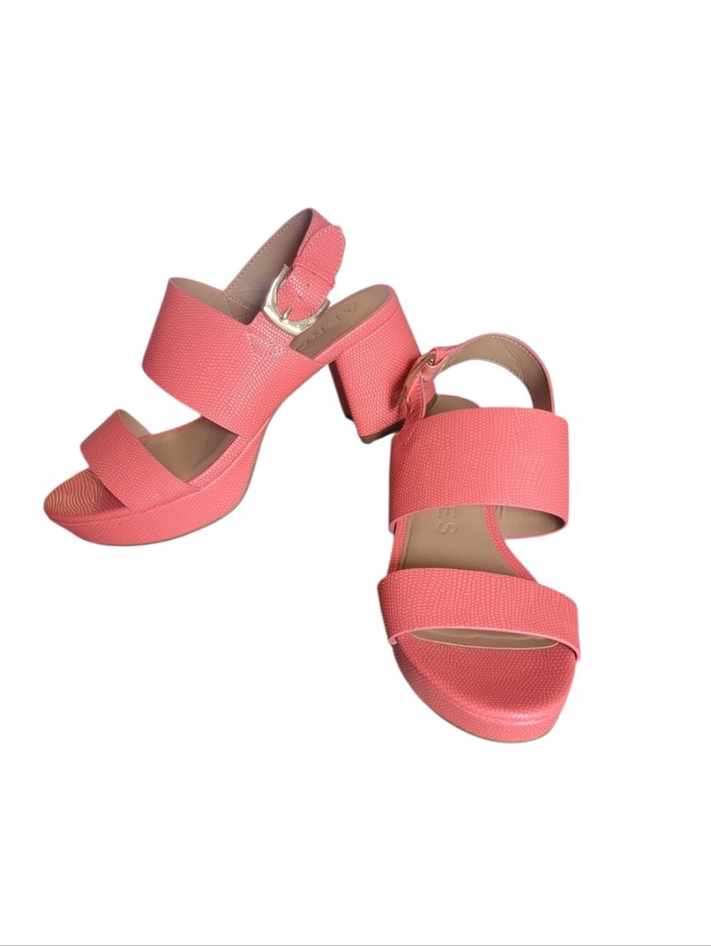 AEROSOLES Coral Pink Strap Block Heel Sandals